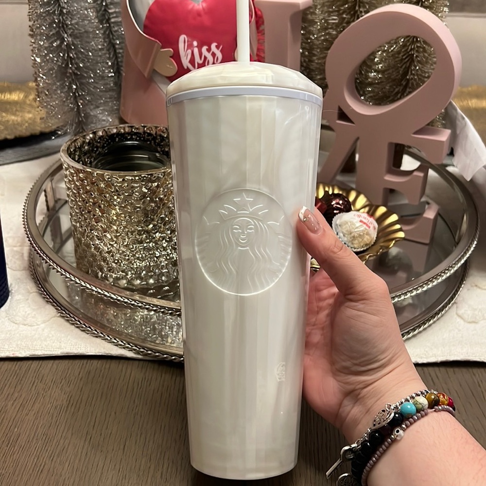 Starbucks White Marble Pearl Dome Cold Cup 🤍